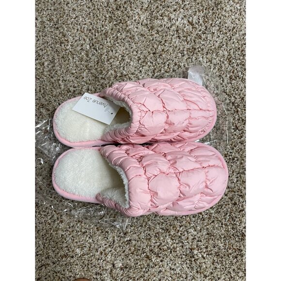 Quilted Sherpa Slide Sandals /Slippers Padded Pink Slip On - Picture 5 of 5